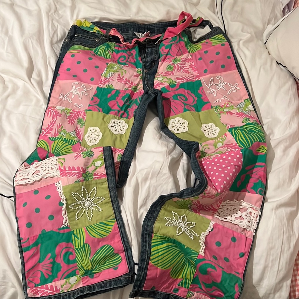 Holy grail super rare limited edition patchwork blue jeans Lilly Pulitzer sz 16